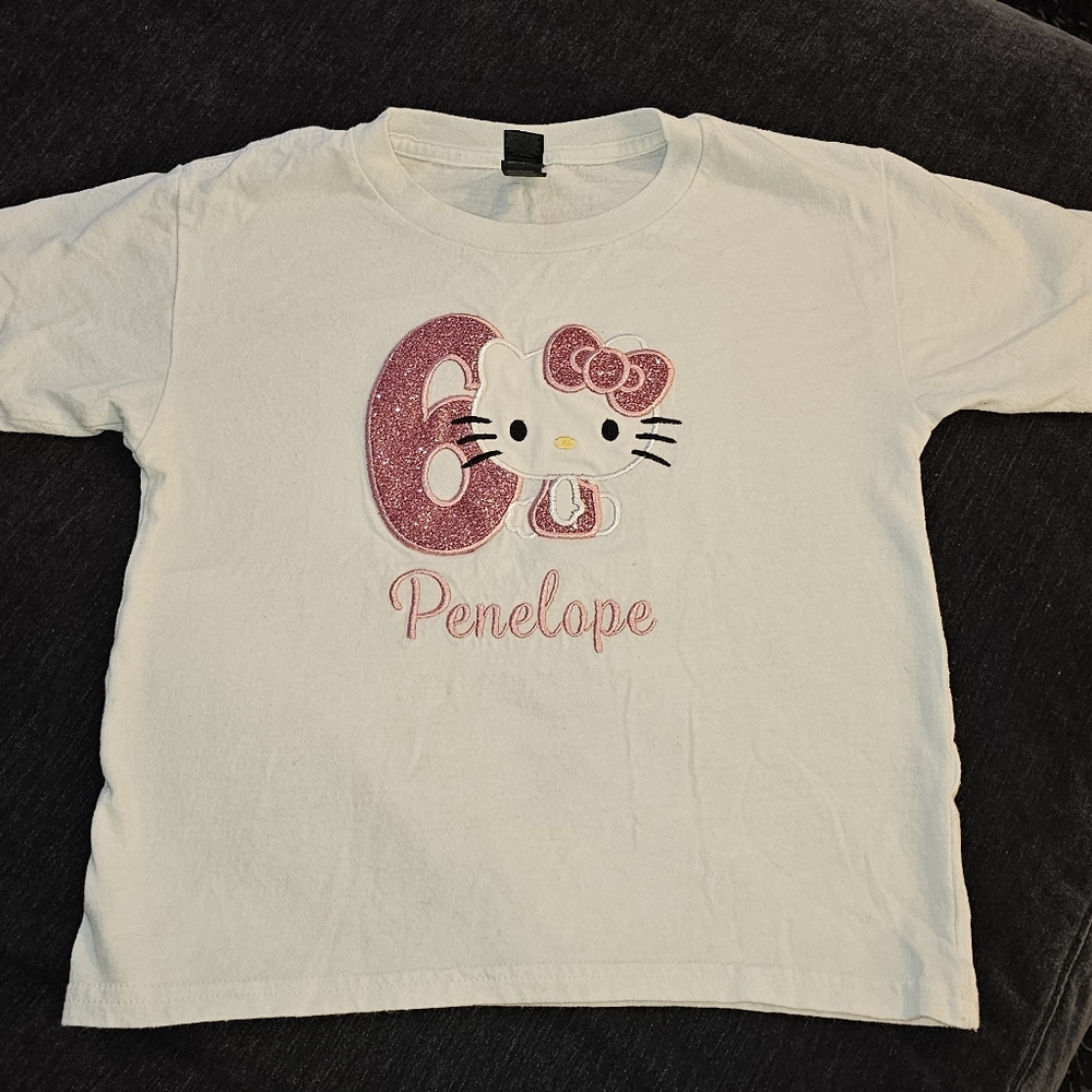 "Penelope" Hello Kitty White and Pink Kids Shirt "6"